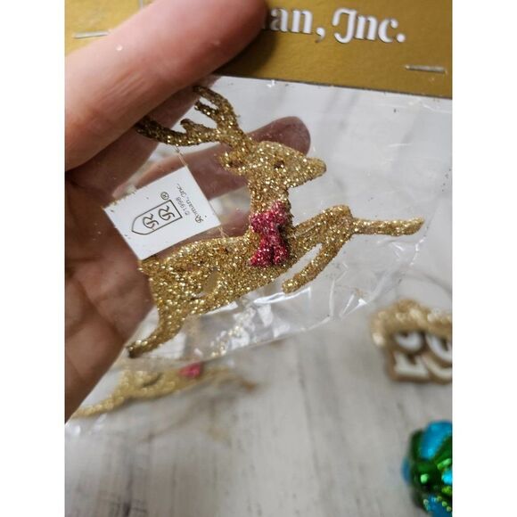 Roman glitter reindeer vintage ornament set unique deer new - Picture 3 of 5